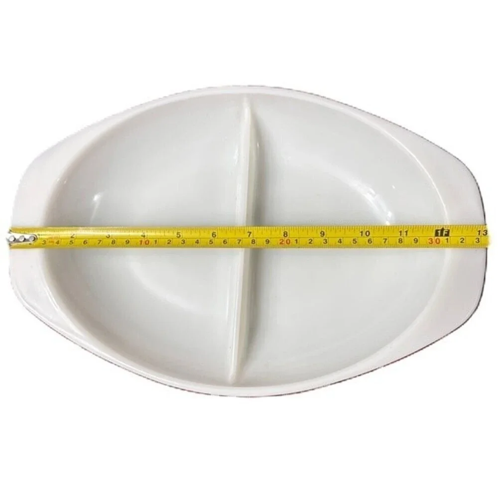 Vintage Pyrex Oval Divided Casserole‎ Dish Farmhouse Country Cottage Home Decor